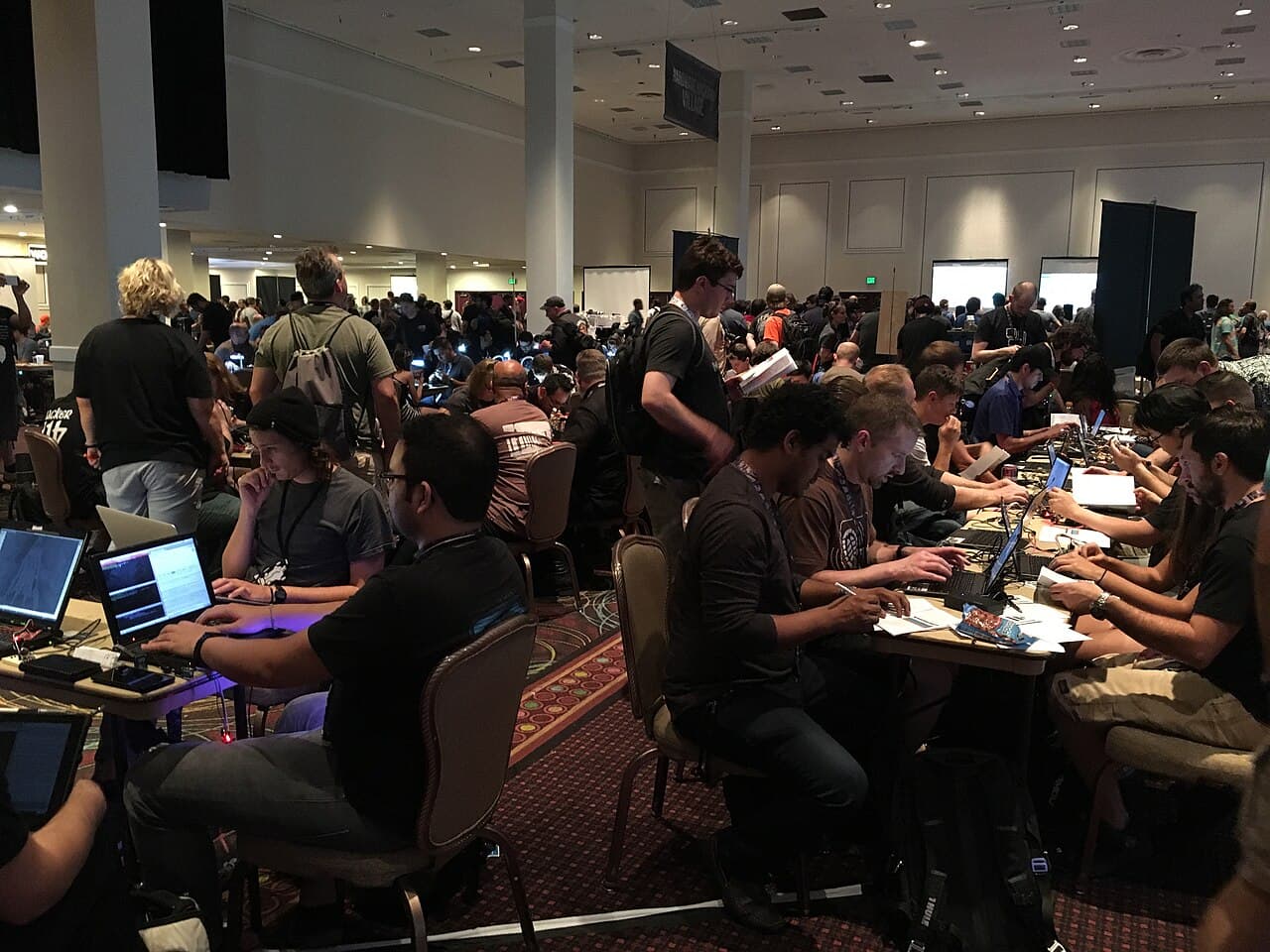 The contest area at DEF CON 24, one of the world's largest hacker conventions